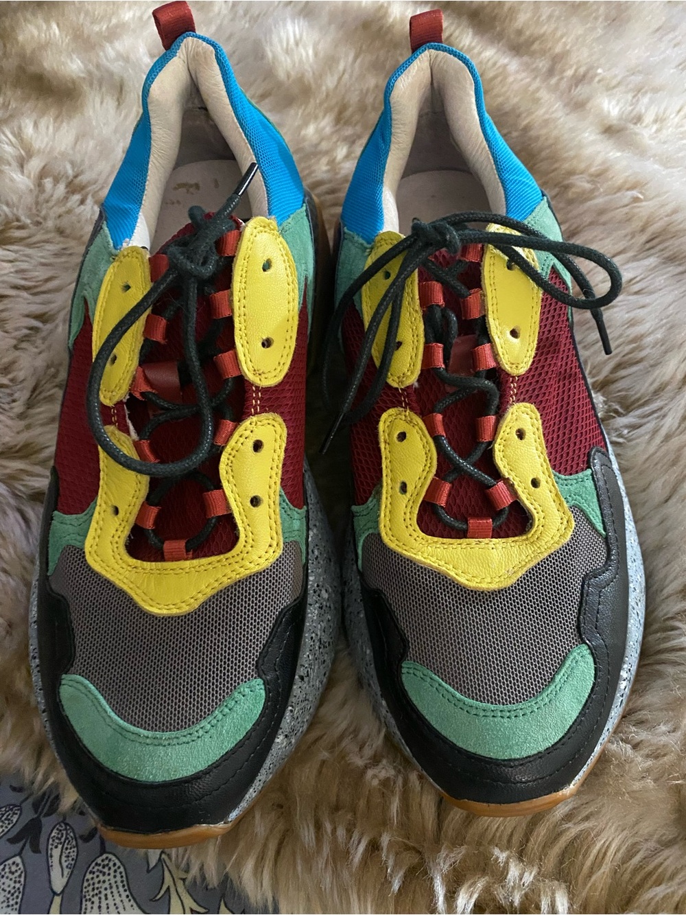 Lola Cruz Multicolor Women’s Athletic Sneakers - Yellow, Red, Teal Accent.